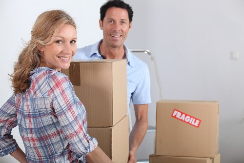 Packed boxes and furniture ready for a Hammersmith home move